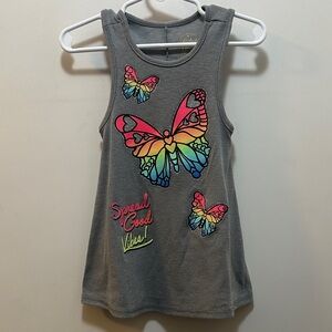 Faded Glory Gray Kids Tank Top with Colorful Butterfly Design Size 4-5